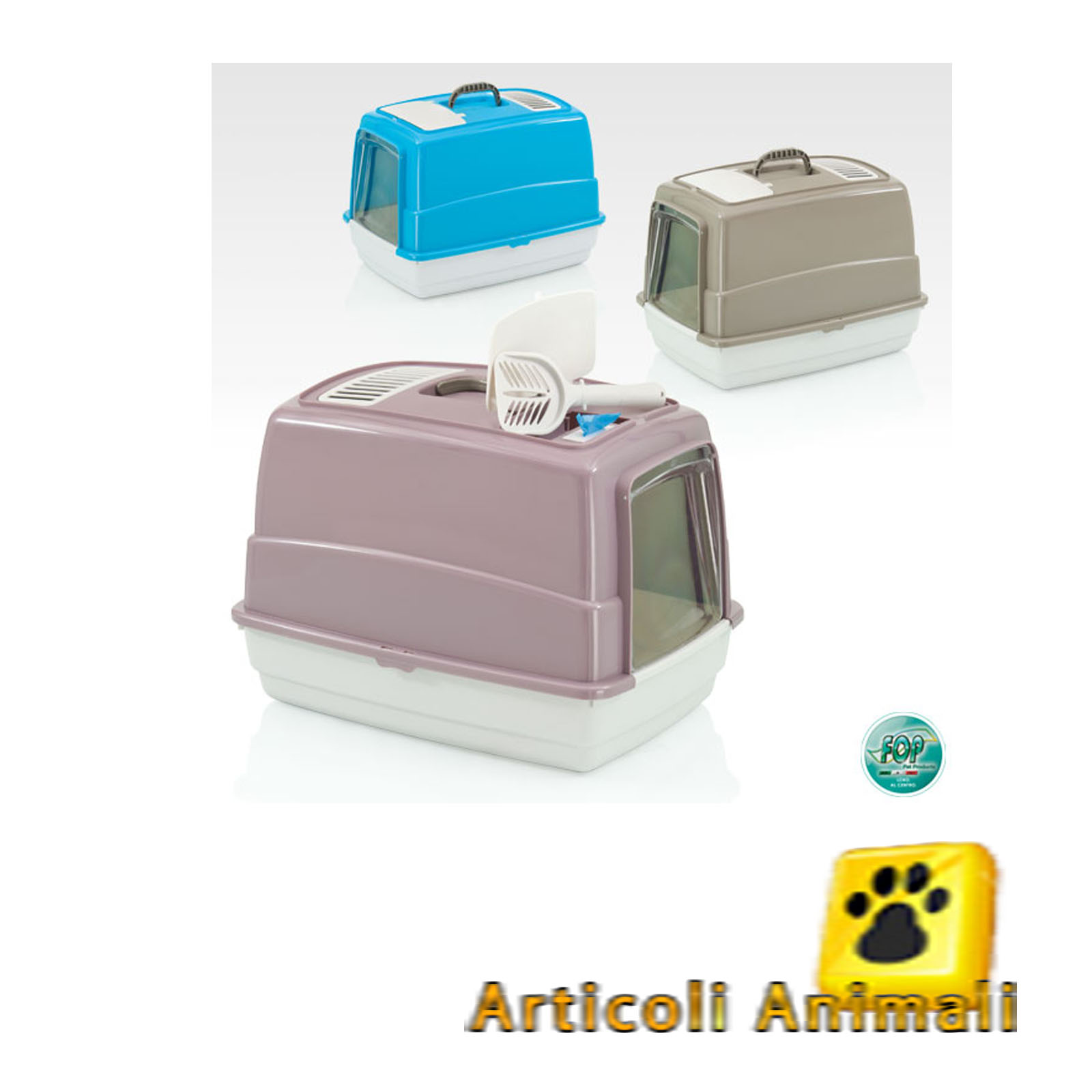 Lettiera gatto joy cat 54x39x39h con filtro paletta e porta