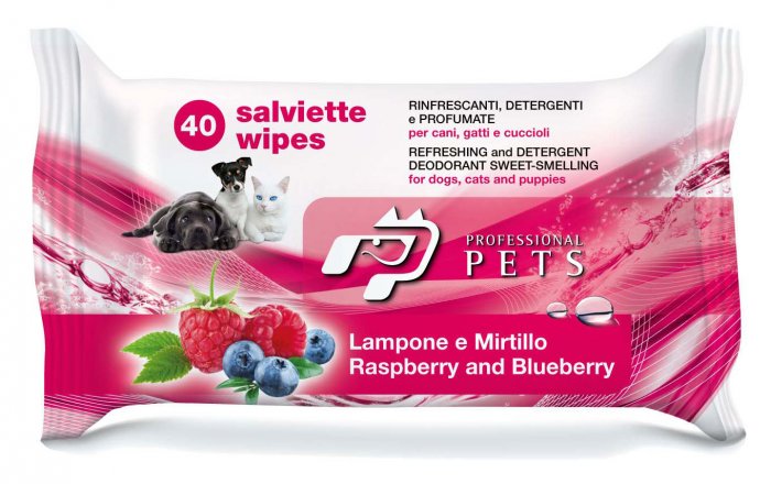 40 Salviette detergenti profumate per cani professiona pets