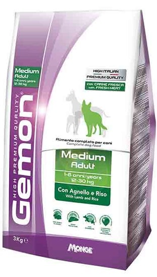 Gemon Medium Adult 15kg Agnello e Riso - Crocchette Nutrienti per Cani di Taglia Media, Ideali per il Benessere e la Salute del