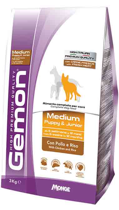 Gemon Medium Junior 15kg - Crocchette per Cani con Pollo e Riso, Nutrizione Equilibrata per Cuccioli di Taglia Media - Articoli 