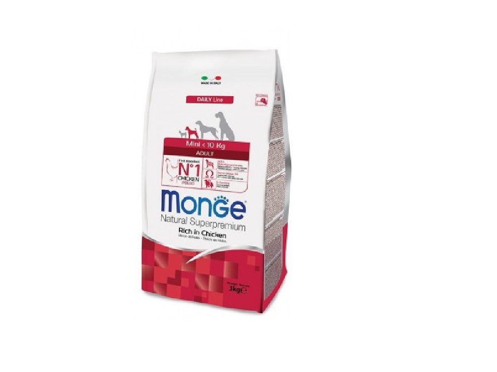 Crocchette Monge Mini Adult per Cani di Piccola Taglia - 3 kg di Nutrizione Completa e Bilanciata per il Benessere del Tuo Amico