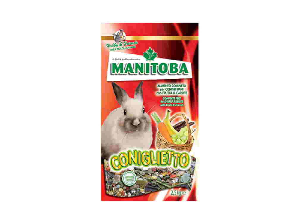 Mangime per Conigli Nani Manitoba con Frutta - Nutrizione Bilanciata e Gusto Irresistibile in Confezione da 2.5kg | Articoli per