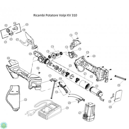 Lama Mobile per Forbici KV310 - Accessorio Professionale per Potatura per Parchi e Giardini con 2 Batterie Incluse - Comfor