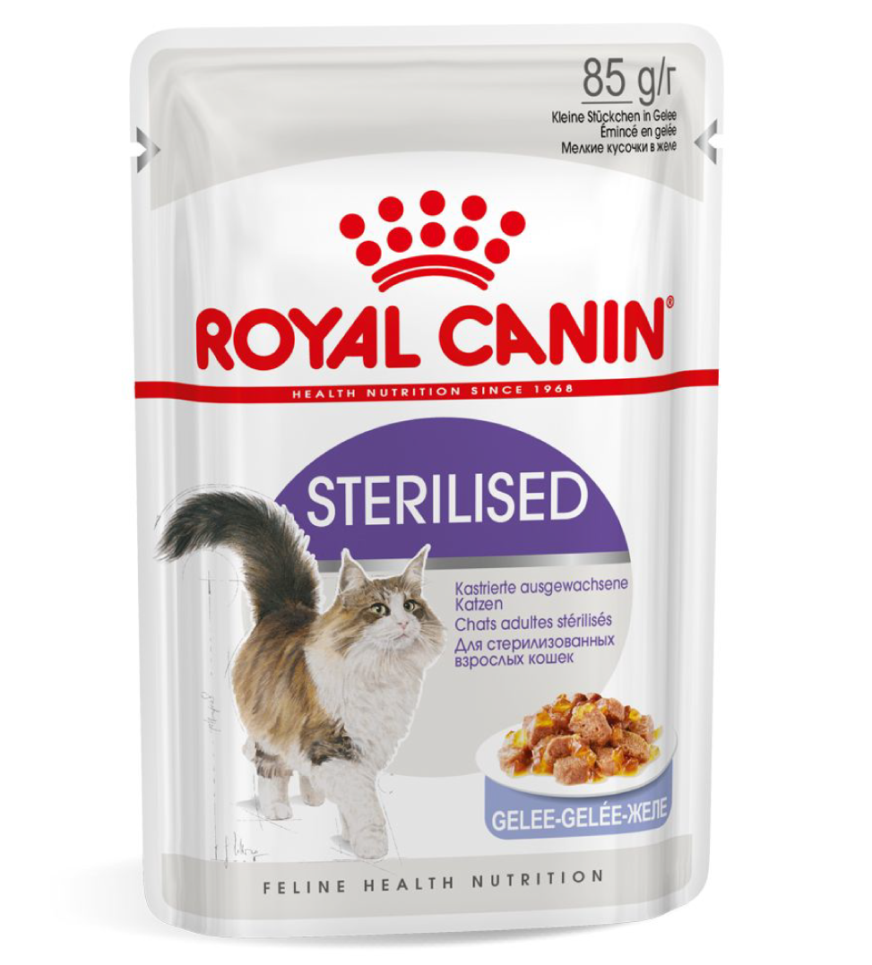 Royal Canin Sterilised, Cibo Umido per Gatti Adulti Sterilizzati 12x85grammi Jelly